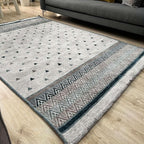 Alfa Rich 3x10 Blue Cream Off White Washable Area Rugs by AlfaRichRugs