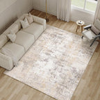 5x7 Washable Area Rug Beige Grey Abstract Living Room Bedroom Throw Rug Neutral - Image 5
