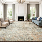 Abstract Rug 8x10 Large Living Room Rugs Neutral Modern Washable Area Rugs by Soalmost