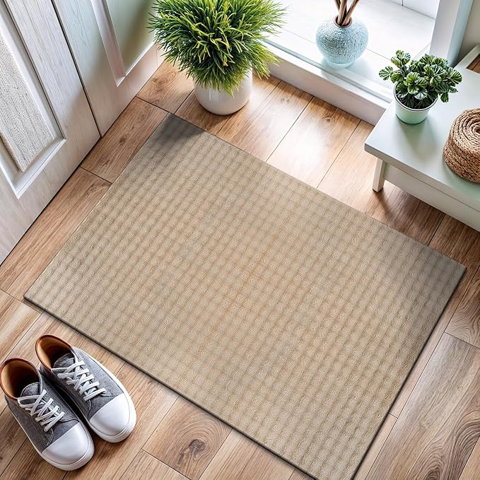 CAMILSON Modern Beige Non Slip Door Mat Rug 2x3 Ultra Soft High Pile Entryway - Image 6