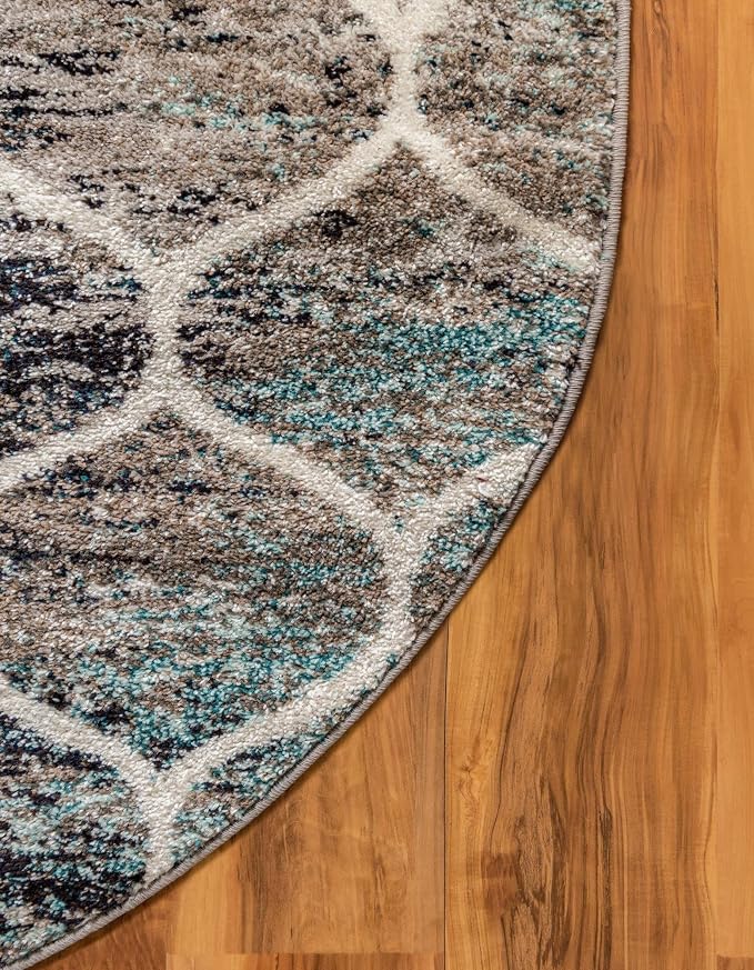 Rugs.com Lattice Frieze Collection Rug – 5' x 8' Oval Blue Multi Medium Rug - Image 8