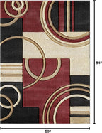 GLORY RUGS Area Rug Modern 5x7 Dark Red Soft Hand Carved Contemporary Floor - Image 2