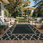 Moynesa Moroccan Easy Jute Outdoor Rug 8x10, Geometric Farmhouse Carpet - Image 2