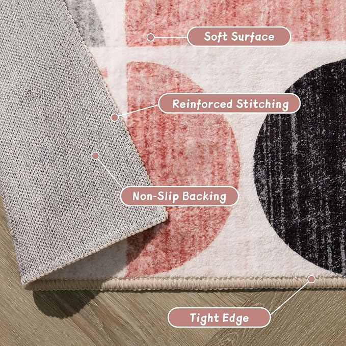 MUJOO Pink Runner Rug Washable, Boho 2x8 Area Rugs - Image 6