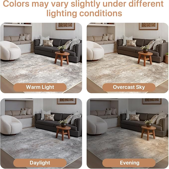 GENIMO Washable 5x7 Area Rugs for Living Room, Non Slip Modern Abstract Rug - Image 9