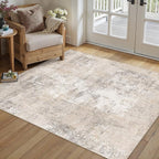 4x5 Washable Area Rug Beige Grey Abstract Entryway Office Throw Rug Neutral - Image 3