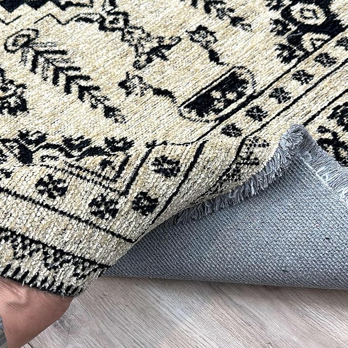 Alfa Rich 5x8 Beige Black Washable Area Rugs - Image 6