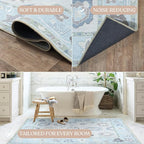 Fame Living Cream Blue Oushak Rug, Modern Rugs, Small Throw, Accent Area Rug - Image 5