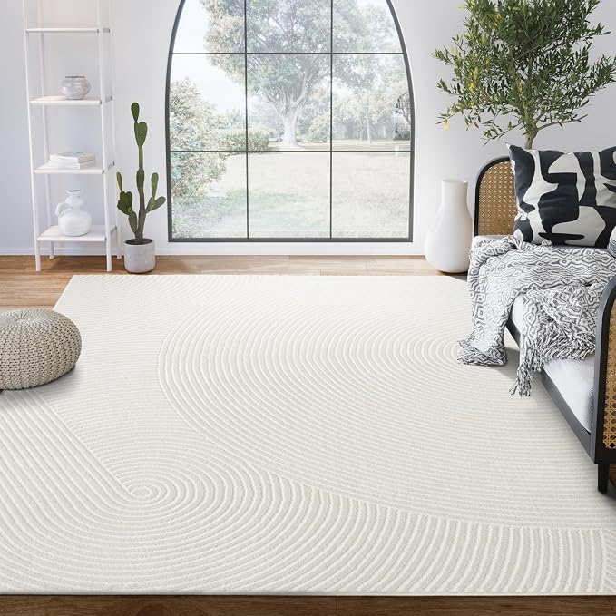 Abani Cream Area Rug 8' x 10' for Living Room, Bedroom by Abani