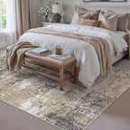 6x9 Abstract Area Rug Brown Washable Modern Neutral Living Room Carpet Non Slip - Image 5
