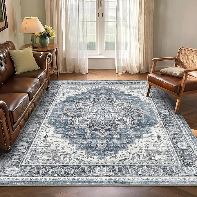 5x7 Area Rugs for Living Room Ultra-Soft Washable Rug Vintage Distressed Boho - Image 2