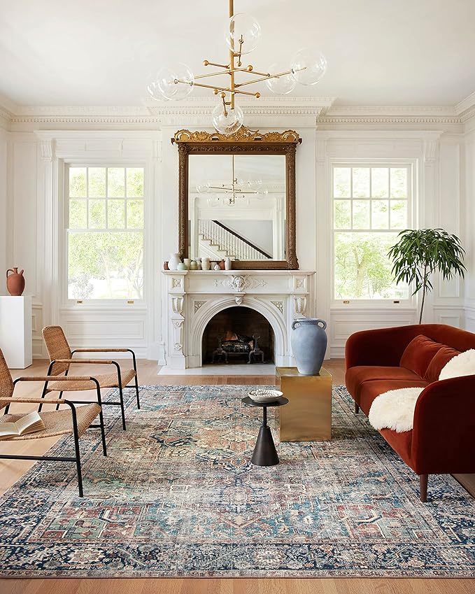 Loloi Margot Collection MAT-02 Terracotta/Lagoon 7'-6" x 9'-6" Area Rug feat. by Loloi