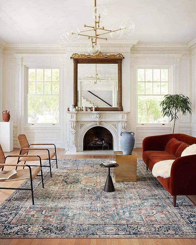Loloi Margot Collection MAT-02 Terracotta/Lagoon 2'-6" x 9'-6" Runner Rug feat. by Loloi