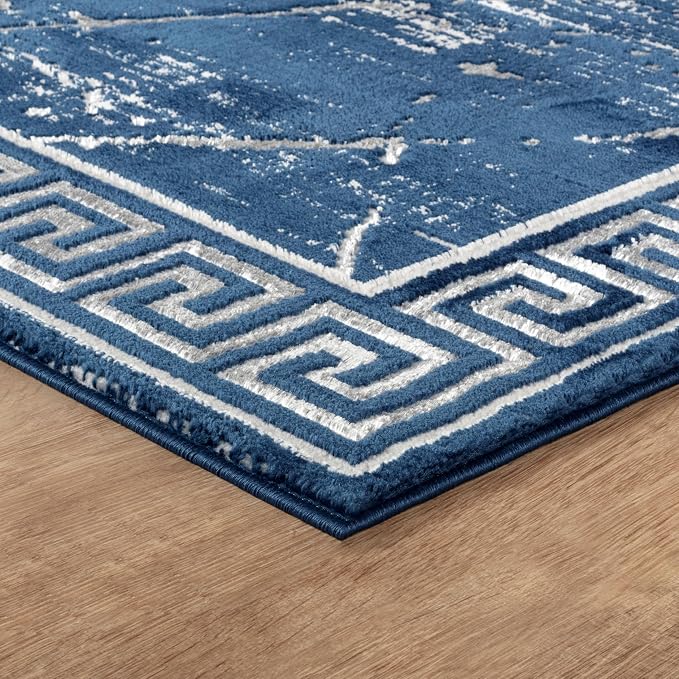 GLORY RUGS Area Rugs Marble 8x10 Navy Gray Carpet Modern Abstract Rug Living - Image 6