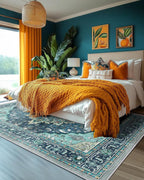 Area Rugs 5'x8' Washable Non-Slip, Floral Vintage Distress Print Pattern - Image 8