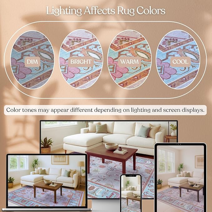 Fame Living Pink Oushak Rug, Area Rugs - Image 7