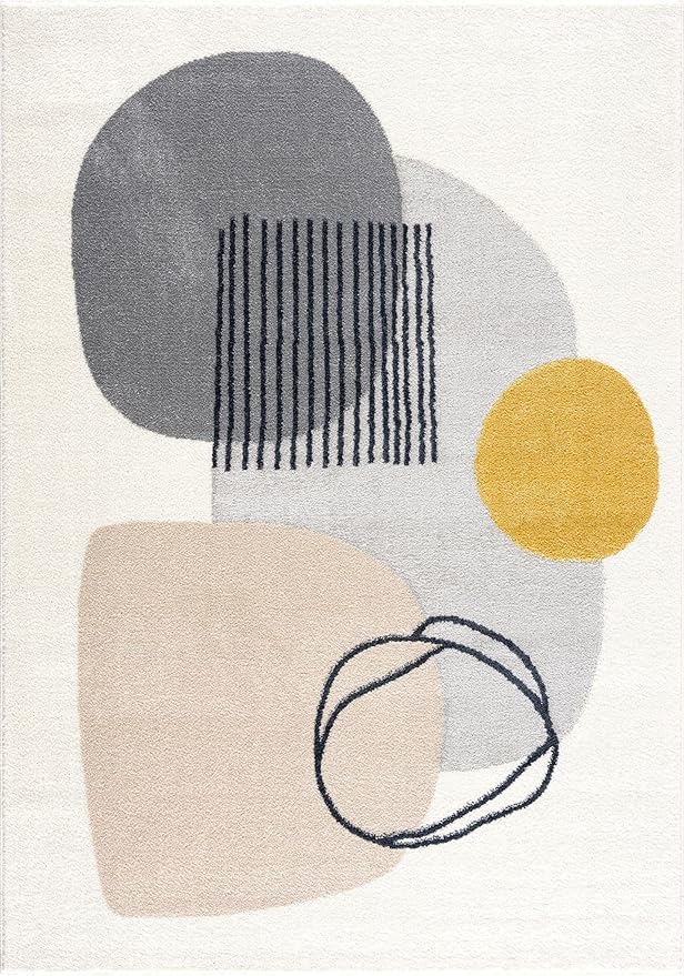 Abani Rugs Cream and Gray 6 ft. X 9 ft. Mid-Century Rug - Image 3