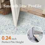 Blue Runner Rug 3x14 Hallway Machine Washable Kitchen Vintage Distressed Non - Image 3