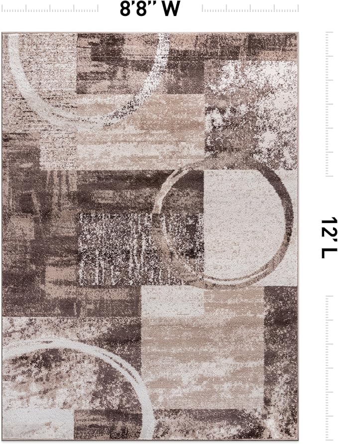 Rugshop Contemporary Abstract Circle Design Area Rug, Fade-Resistant Carpet - Image 2