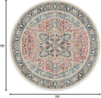 RUGGABLE Washable Vintage Area Rug – Kamran Cayenne Red 6 ft Round, - Image 2