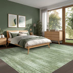 Dark Green Rug 5x7 for Dining Room Under Table Low Pile Non Slip Washable Area - Image 8