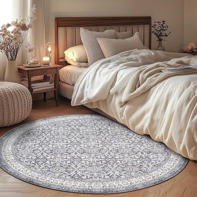 jinchan Round Rug 6ft Washable Circle Soft Rug - Image 2