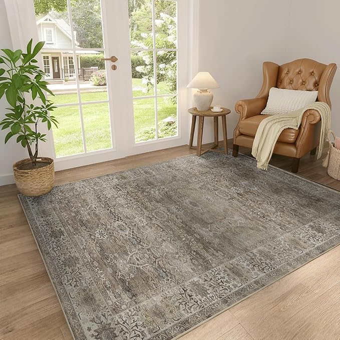 3x5 Washable Rug for Living Room Bedroom Dining Room Non-Slip Low Pile Boho by Zeeinx