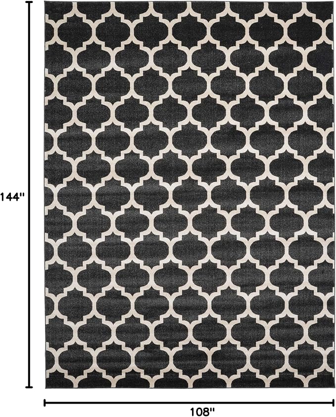 Rugs.com Lattice Collection Rug – 9' x 12' Black Medium Rug Perfect - Image 2
