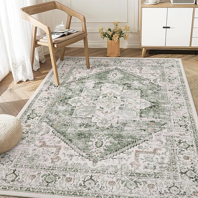 LIVEBOX Washable Area Rug 4x6 Vintage Tribal Bedroom Rugs Vintage Low-Pile by LIVEBOX
