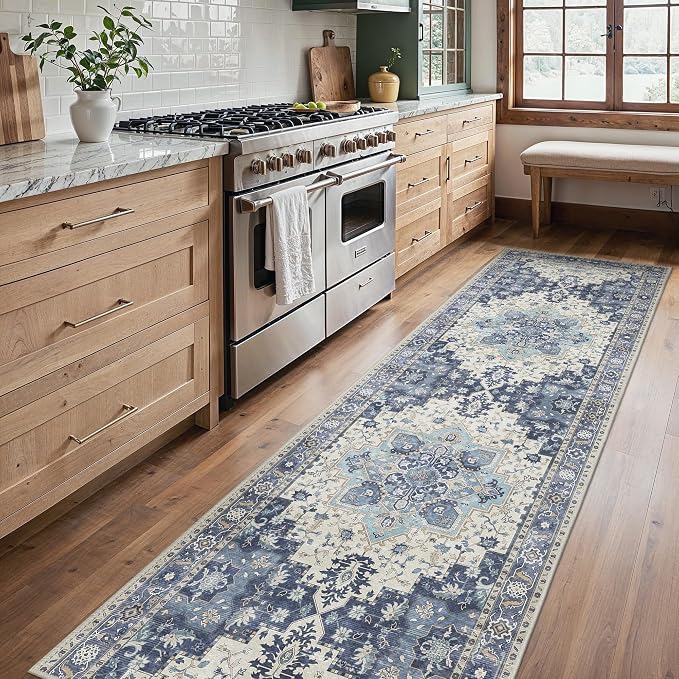 2'6''x8 Runner Rugs for Hallway, Machine Washable Non Slip Vintage Rugs by BESBLEE