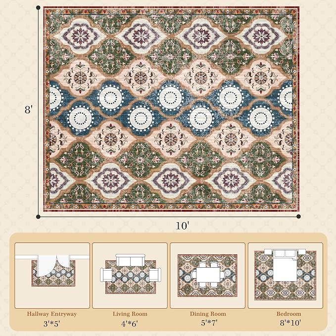 EnHomee 8x10 Area Rug, Soft Washable Rugs - Image 2