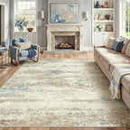 6x9 Area Rug Washable Beige Brown Abstract Living Room Carpet Non Slip Modern - Image 6