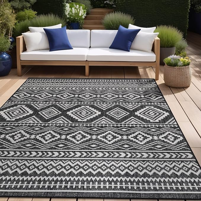 Beverly Rug Waikiki Boho Indoor Outdoor Rug 10x14, Washable Outside Carpet - Image 3
