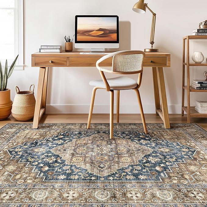 9x12 Area Rug Living Room: Washable Boho Large Neutral Vintage Soft Rugs Stain - Image 7