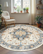 Area Rugs 4ft Washable Non-Slip, Floral Vintage Distress Print Pattern - Image 2