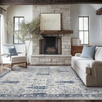 Bavni Rugs for Living Room, Floral Non Slip Machine Washable Rug, Neutral Low by BAVNI