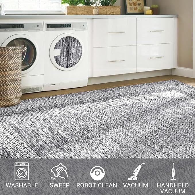 GarveeHome Modern Geometric Area Rug 2x3 Distressed Bordered Washable Non Slip - Image 7