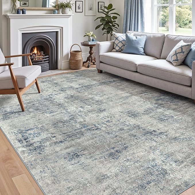 DEXI 9x12 Area Rug for Living Room, Modern Abstract Thin Washable Rug Indoor by DEXI