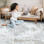 Area Rug 10x12 Living Room Rugs, Machine Washable Vintage Distressed Medallion - Image 4