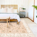 Area Rug 6x9 Washable Rug Tangerine Vintage Traditional Floor Cover Thin Retro - Image 2