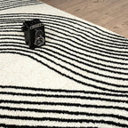 Abani Nuevo Beige Black Swirls Modern Area Rug 6' Round - Image 9