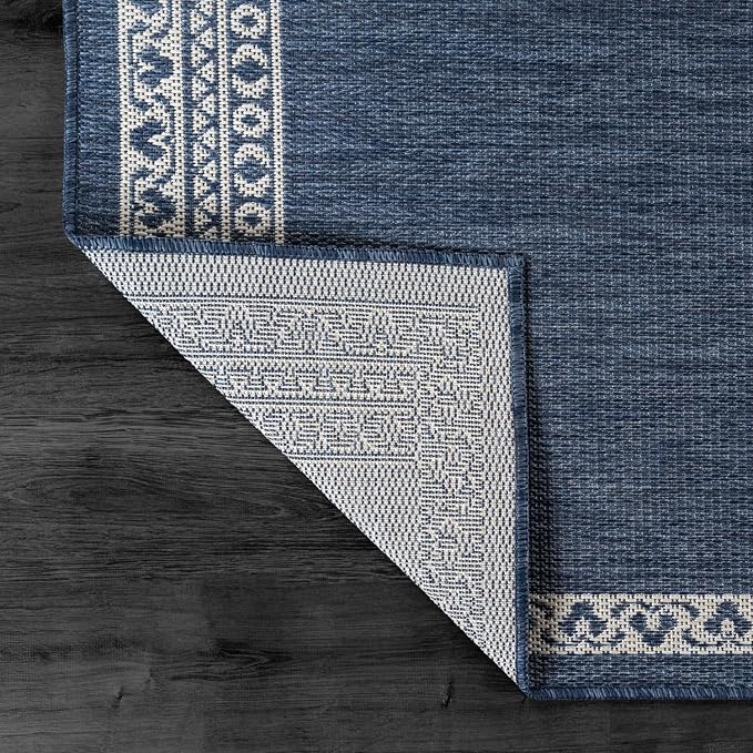 CAMILSON Outdoor Rug 6x9 Medallion Blue Modern Area Rugs - Image 5