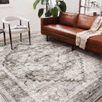 Area Rug 6'x9' Deep Khaki Washable Vintage Traditional Floor Cover Thin Retro - Image 2