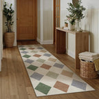 3x8 Runner Checkered Rug for Hallways Colorful Washable Long Carpet Non-Slip by PureCozy