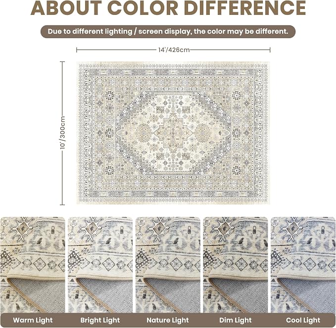zesthome 10x14 Area Rugs, Stain Resistant Washable Rug, Ultra-Thin Rugs - Image 2
