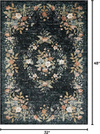 Loloi Rifle Paper Co. Laurel Collection LAU-01 Dark Navy 2'-8" x 4' Accent Rug - Image 2