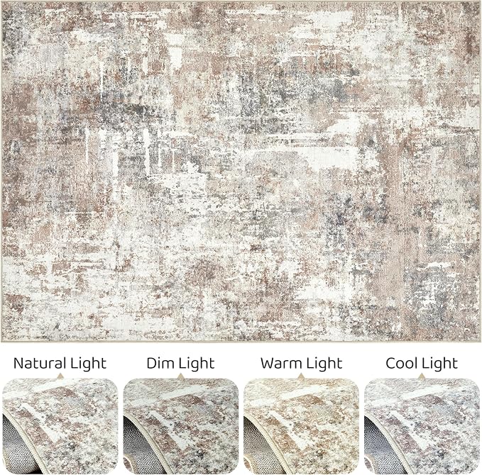 10x14Ft Area Rugs Living Room: Washable Large Abstract Modern Soft Rug Stain - Image 9