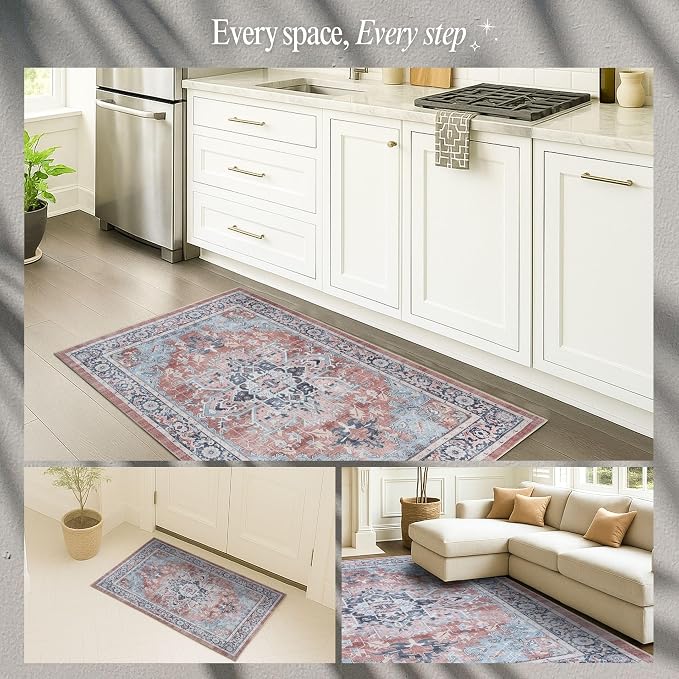 Fame Rugs Turkish Rug. Washable Vintage Oriental Antique Inspired Traditional - Image 5