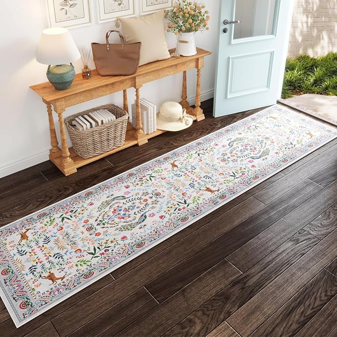 Rugcomf Runner Rug Washable Kitchen Runner 2'x 6'Runner Rug Floral Non-Slip - Image 6