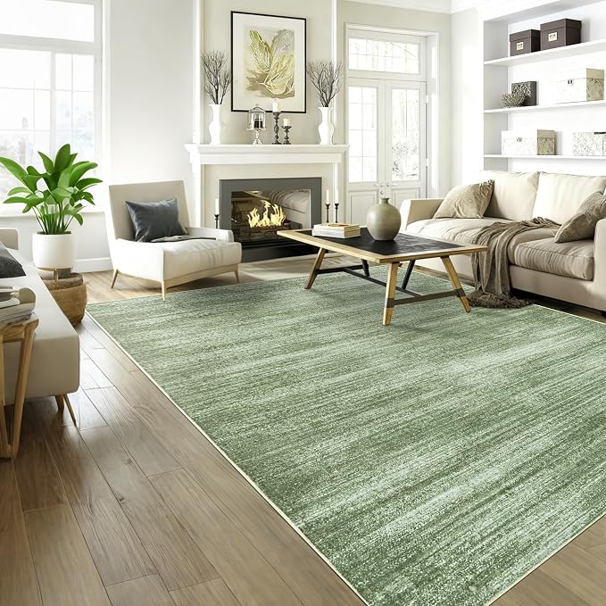 Olive Green 9x12 Area Rug Living Room Minimalist Modern Abstract Style Extra - Image 2